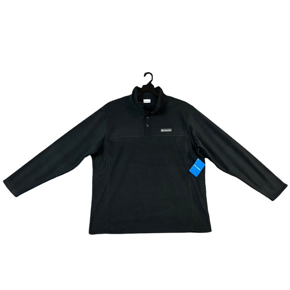 Columbia Men's Fleece Pullover Sweater Size 1X Black 1/4 Snap Neck Soft Warm - Picture 7 of 8